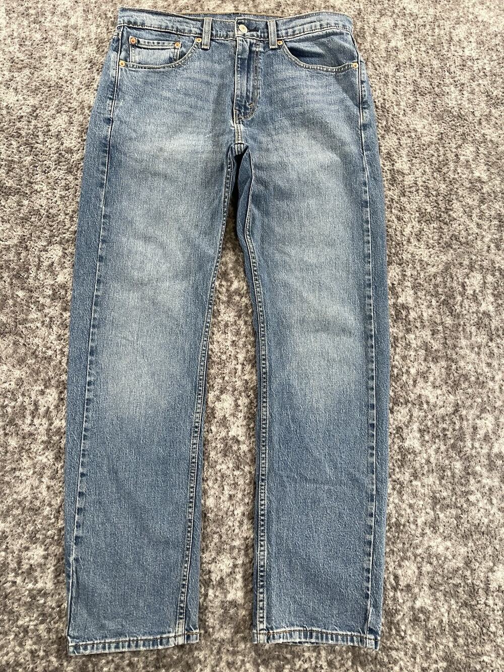 Levi's 505 Men Jeans 32X32 Blue Denim Regular Fit Straight Leg Light Wash